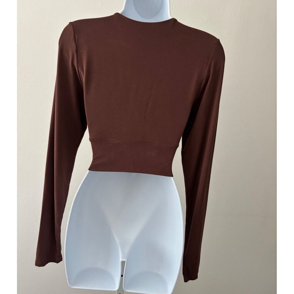 Klassy Network Top Large Deep V-Neck Cropped Wrap Y2K Dark Academia Street Style - Picture 3 of 13